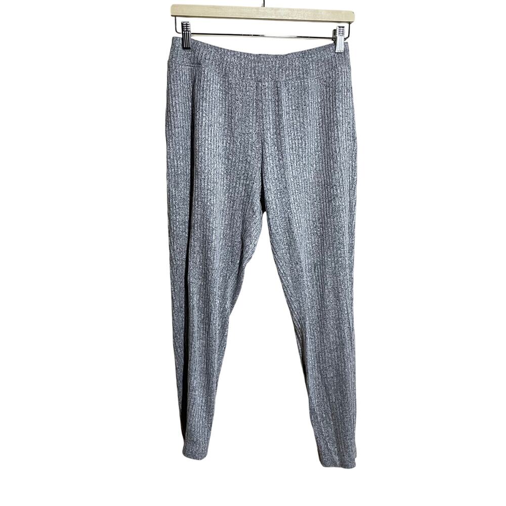 Soma soft gray ribbed trousers women's small casual elastic waist rayon blend